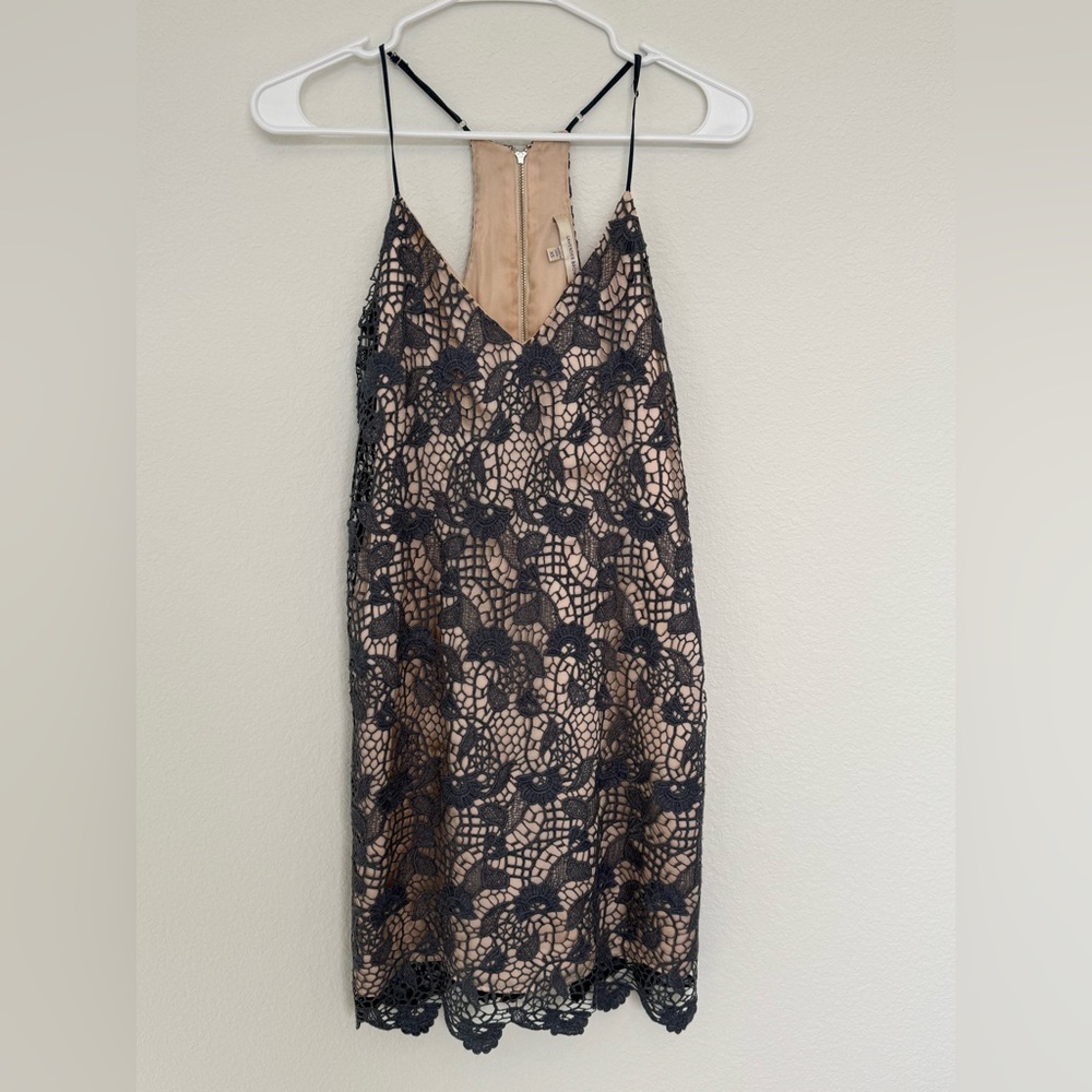 Lavender Brown Gray and Cream Lace Dress